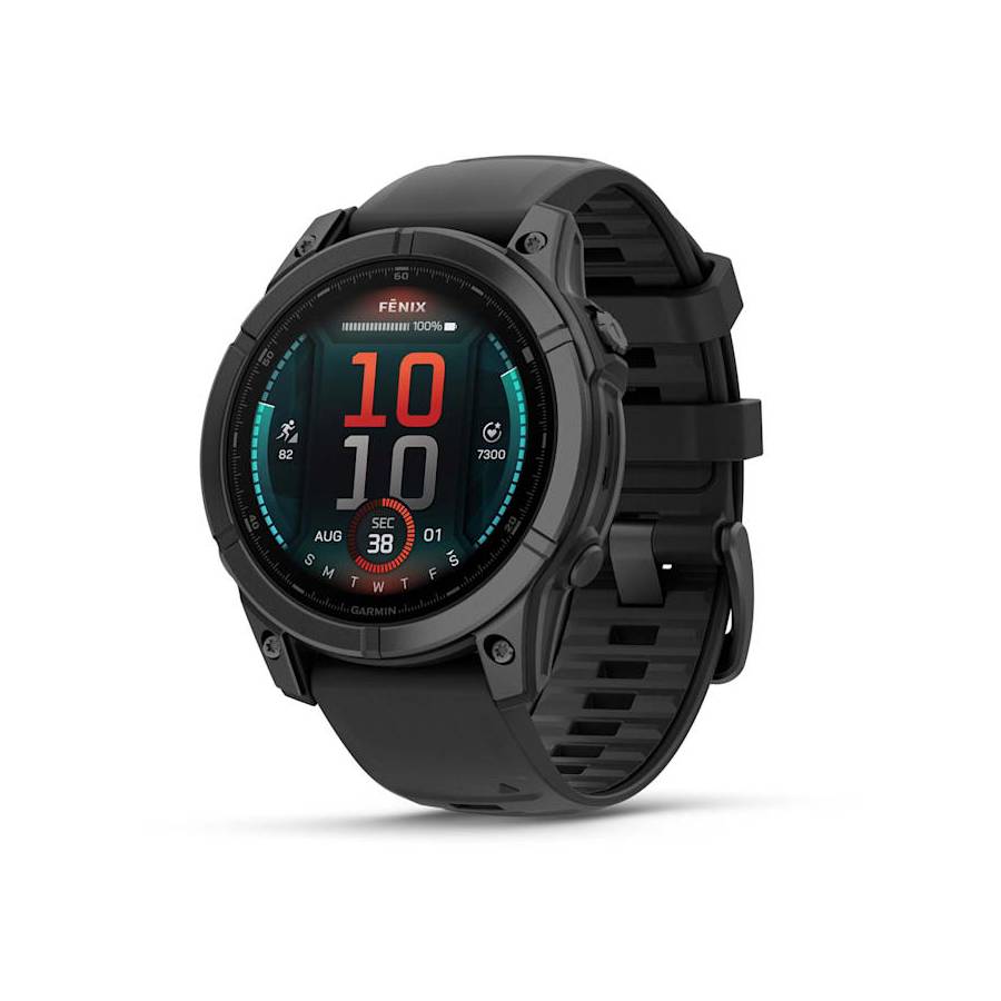 fēnix E Smartwatch Amoled - Slate Gray Steel with Black Silicone Band - 47 mm