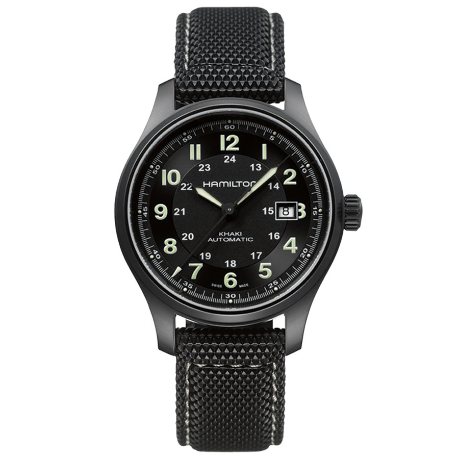 Montre automatique titane Khaki Field - Hommes - 42mm - Noir/noir