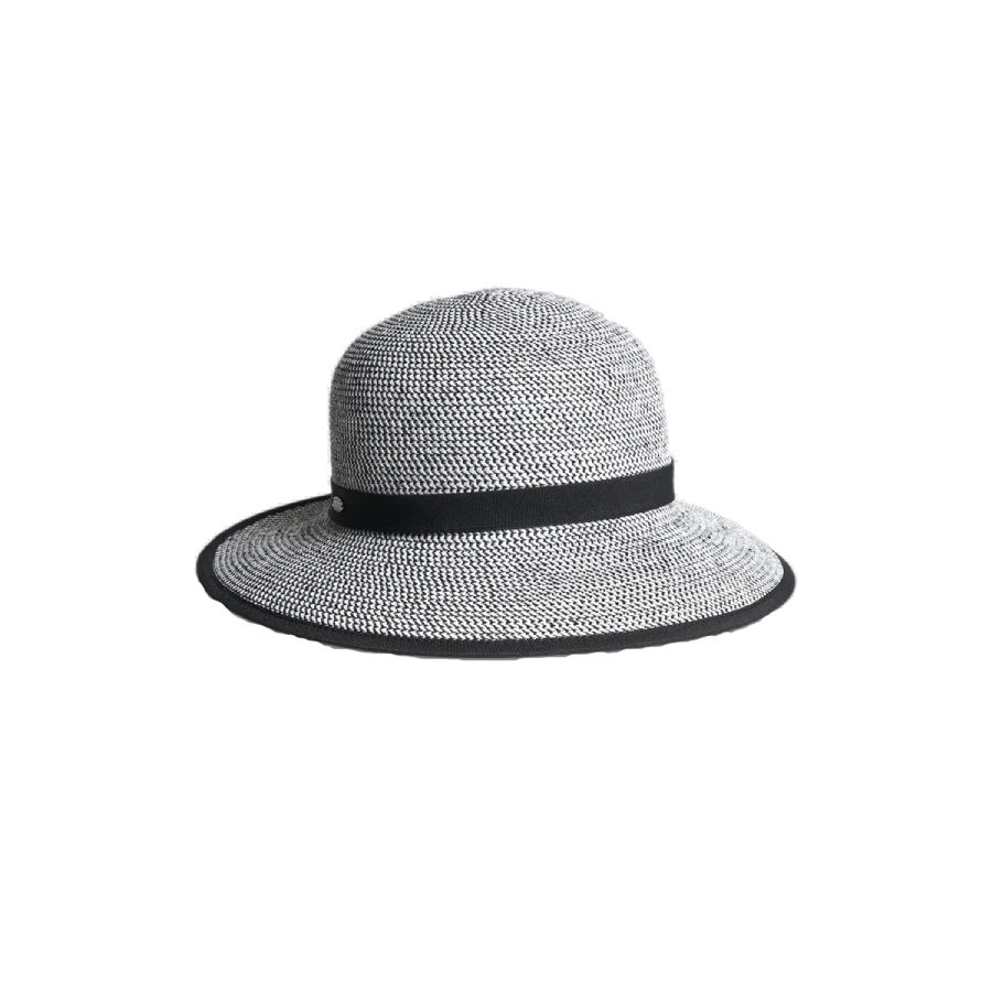 Annie Cloche Hat In Straw - White and Black