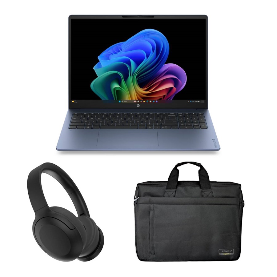 OmniBook 3 16 inch Laptop Next Gen AI with Bluetooth Headphones and Torino Laptop Bag