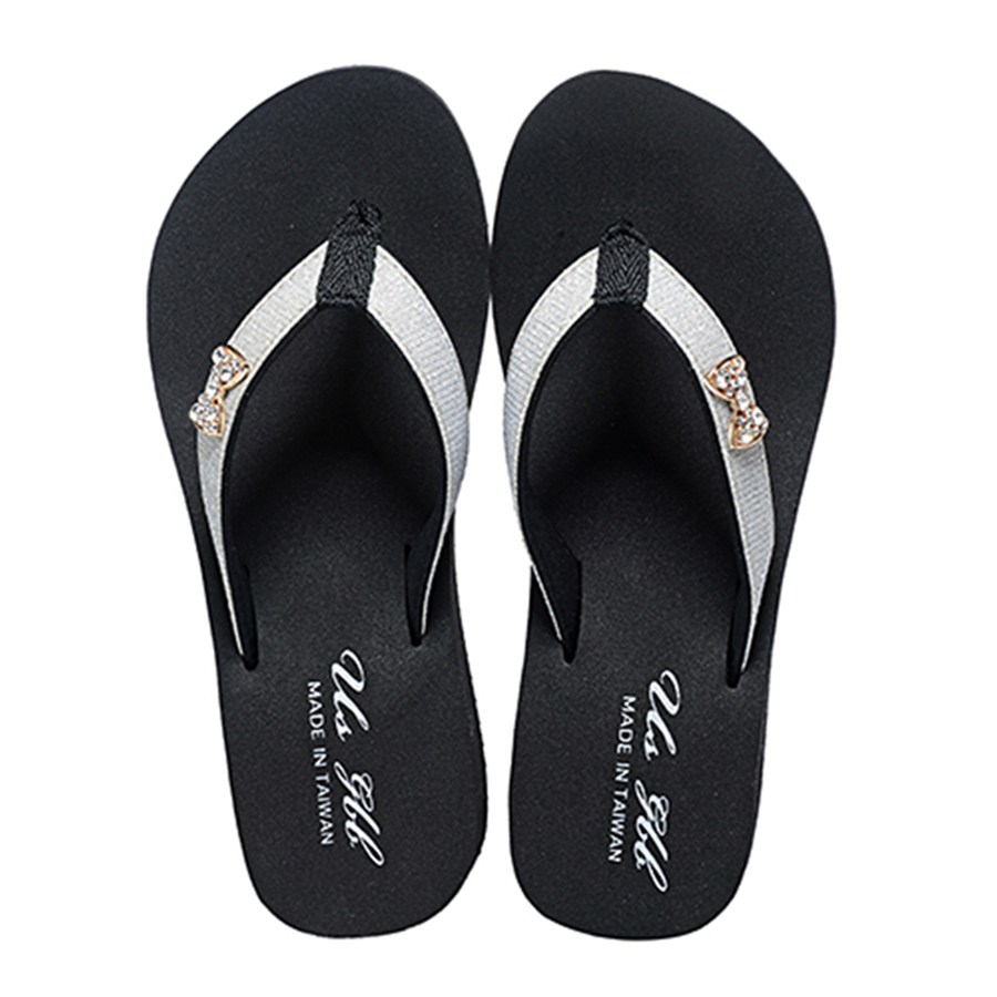Women's Flip Flops - Black / White - Size 9