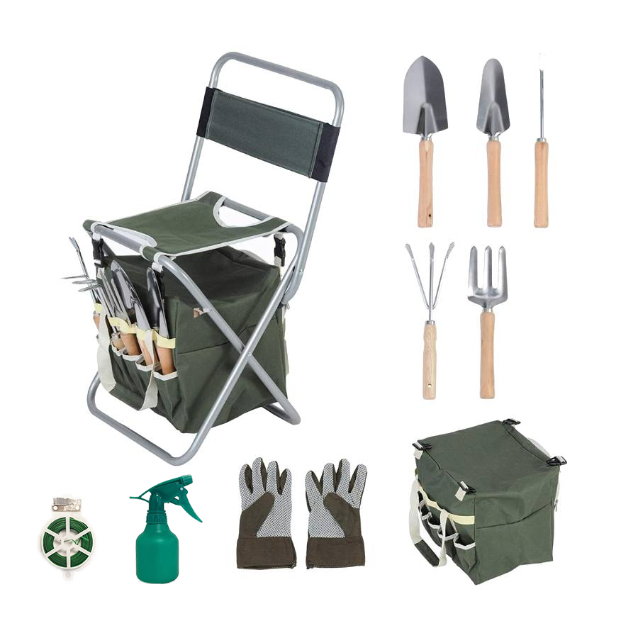 TYTOGE Jardin Kneeler Siège Tabouret Pliable Avec Sac à Outils - Idéal Jardinage Et Plein Air