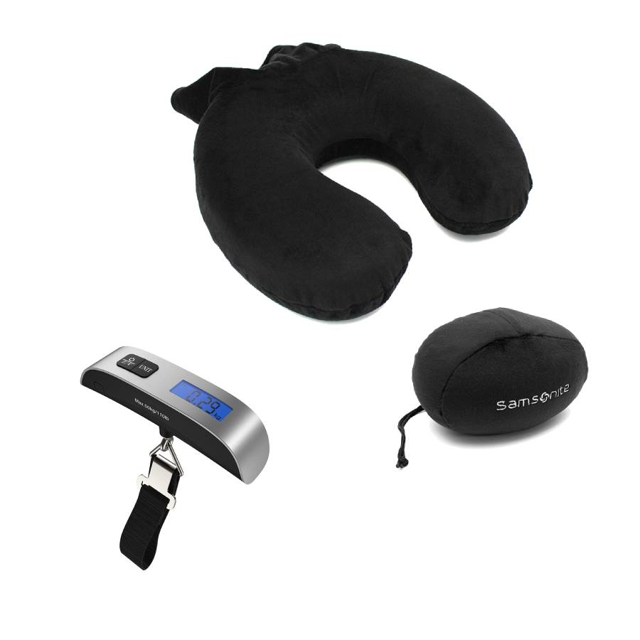 Electronic Luggage Scale and Memory Foam Pillow with Pouch