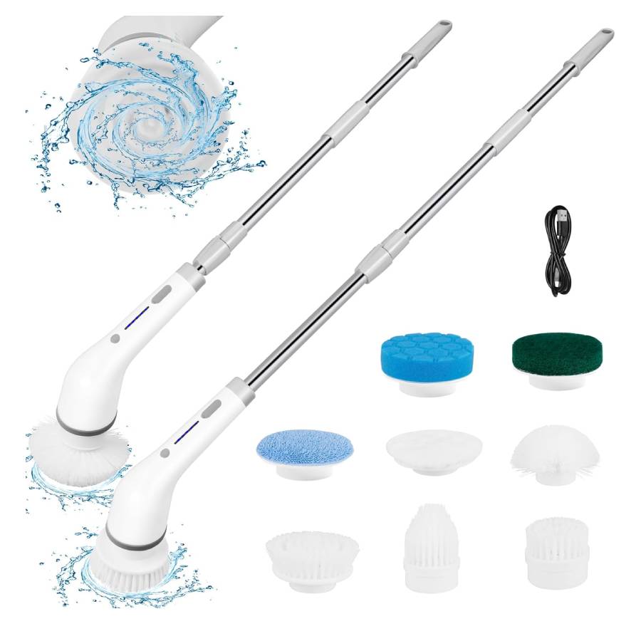 Brosse de nettoyage électrique sans fil 9 en 1 - Blanc