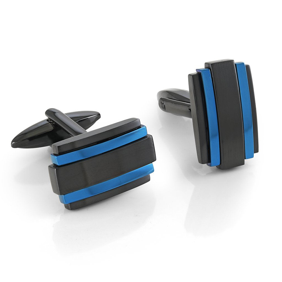 Boutons de manchette Racing - Hommes - Noir/bleu
