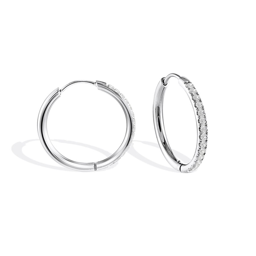 Stainless Steel 22 mm Eternity Earrings - Silver-Tone