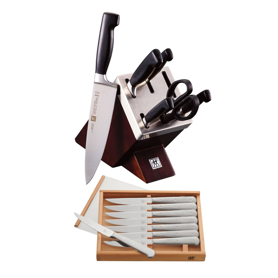 Four Star SharpBlock 7-Piece Self Sharpening Block Set with Bonus Steak Set