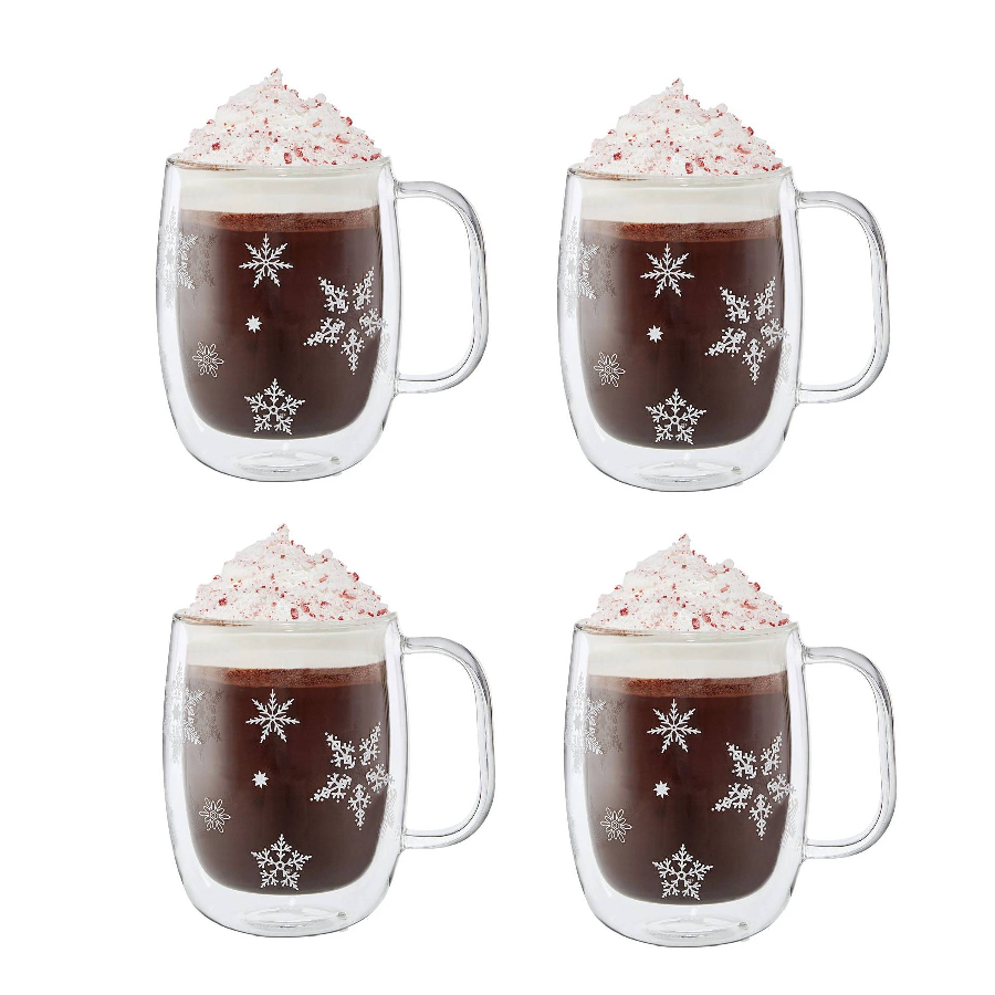 Tasse en verre pour les fêtes ensemble de 4