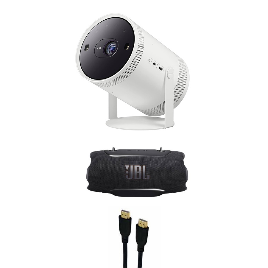 Freestyle Portable Smart TV Projector with Built-in Alexa System with Xtreme 5 Portable Waterproof Speaker and HDMI Cable
