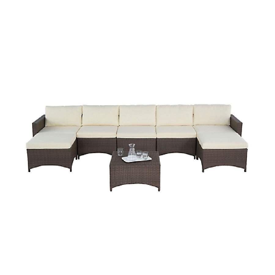 Ensemble modulaire de canapé allongé avec repose-pieds et table basse de la collection Studio Shine