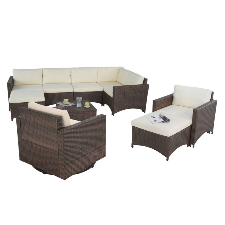 Studio Shine Collection 1 sectional sofa, 1 Arm Chair, 1 Ottoman, 1 Swivel Chair and 1 Coffee Table