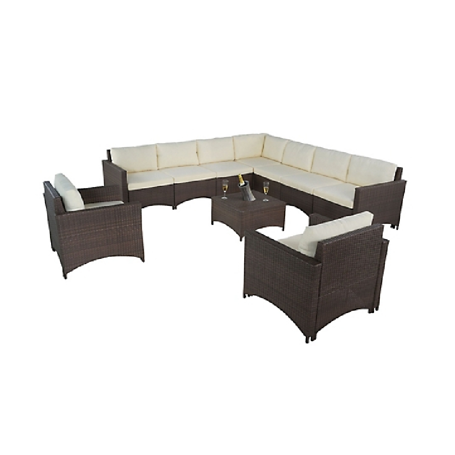 Studio Shine Collection Modular Extended Sectional Sofa, 2 Armchairs and Coffee Table Set