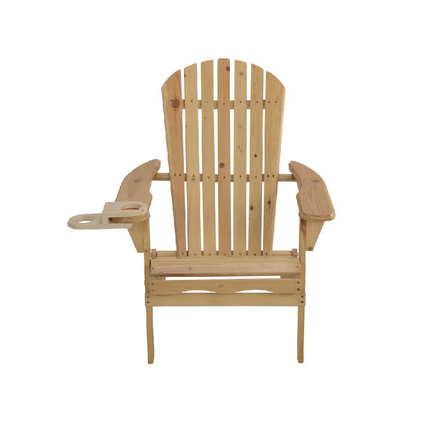 Foldable Adirondack Chair with PVC cup holder - Natural