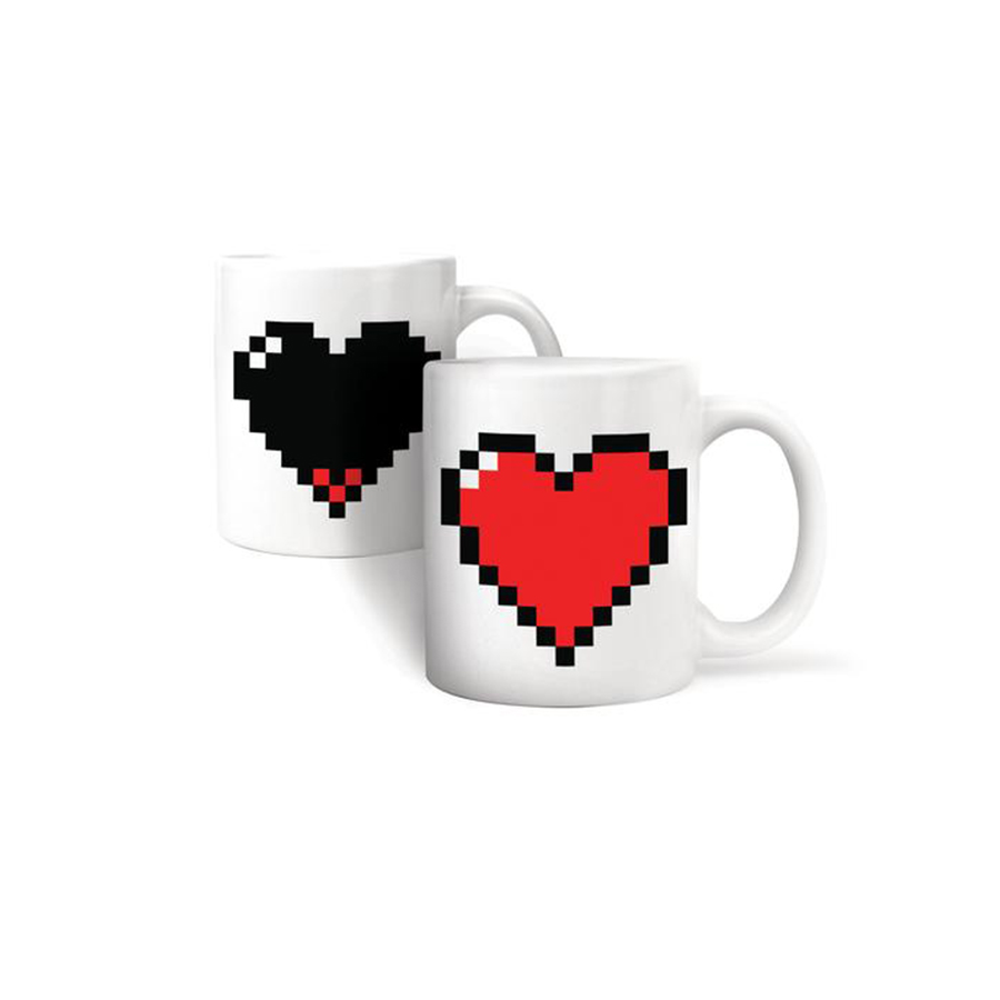 Tasse thermographique coeur en pixels
