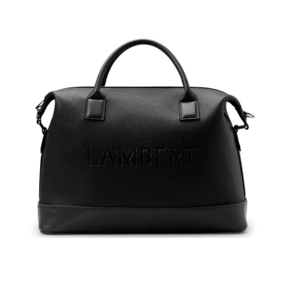 Le Mae Small Travel Vegan Leather Duffel Bag - Black