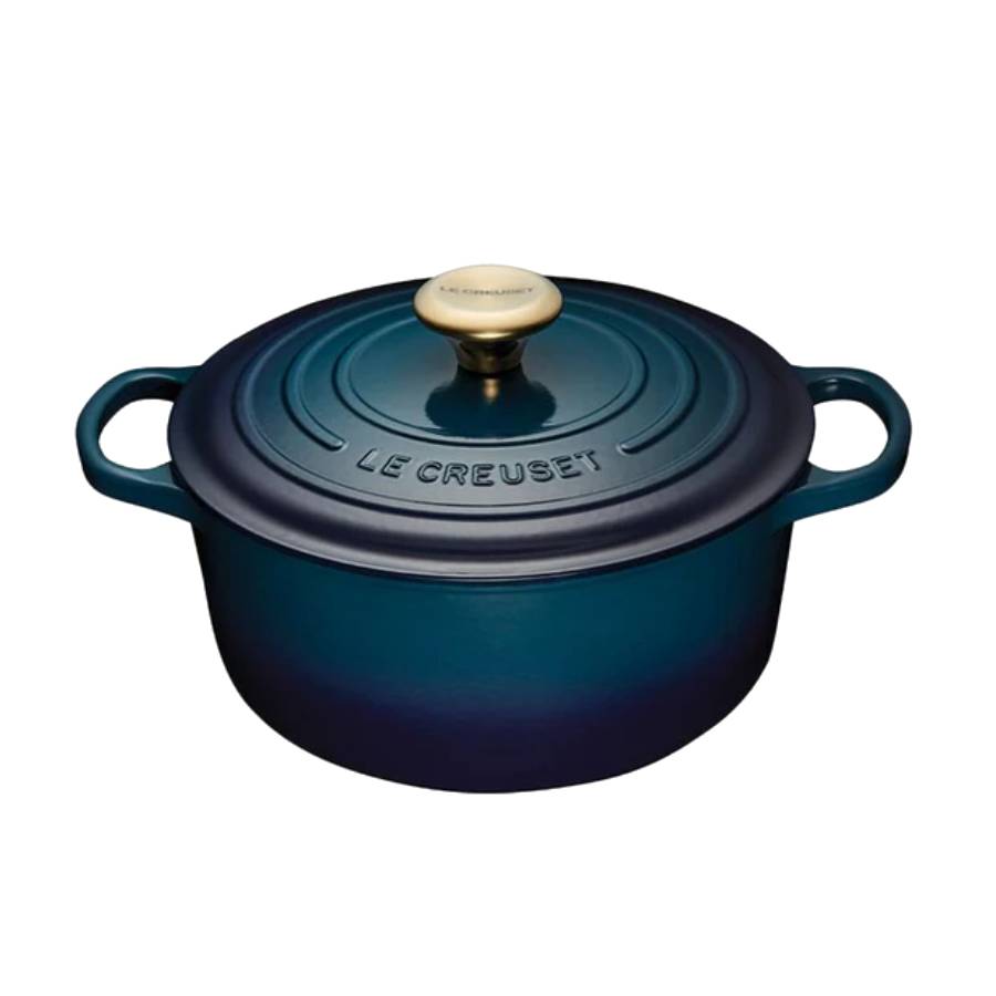 Four en fonte rond avec bouton doré - Agave - 3,3 L