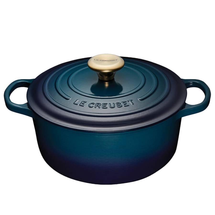 Four rond en fonte avec bouton doré - Agave - 4,2 L