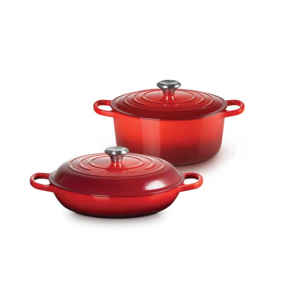 Round Dutch Oven and Braiser Set - Cerise