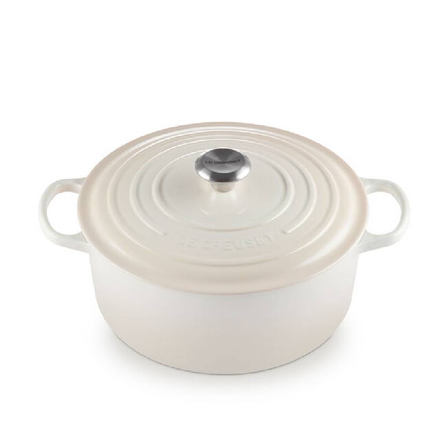 Signature 6,7 L Cocotte ronde avec bouton en acier inoxydable - Meringue
