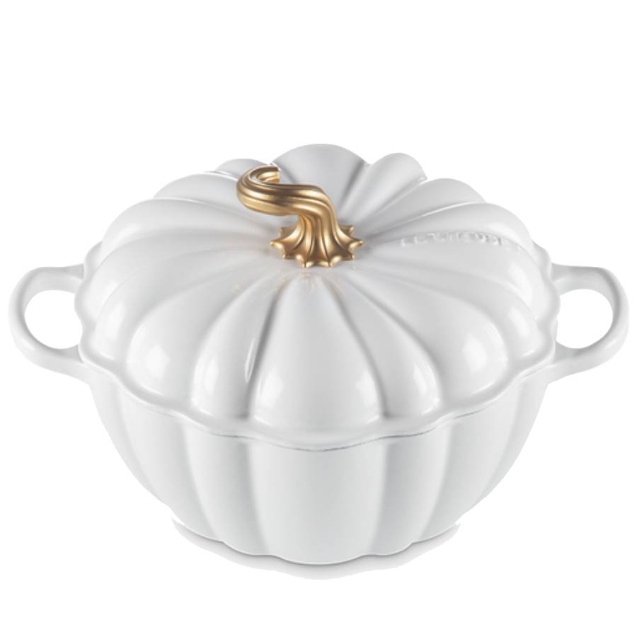 Signature 3.7 L Pumpkin Cocotte White Gold Knob
