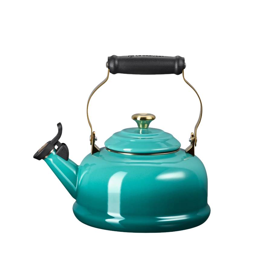 1.6 L Classic Whistling Kettle with Light Gold Knob - Bleu Riviera