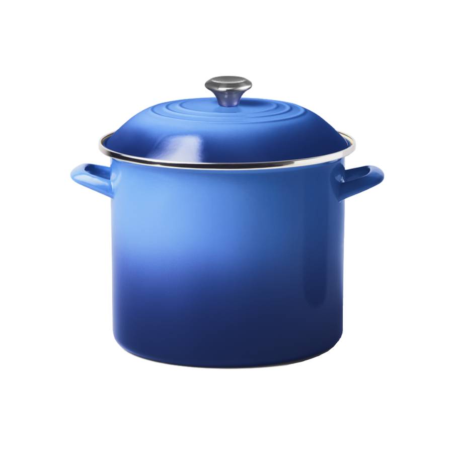 希少 LECREURET すき焼き鍋 24cm ブルー 11.4 L Stockpot Stainless Steel Knob - Blueberry