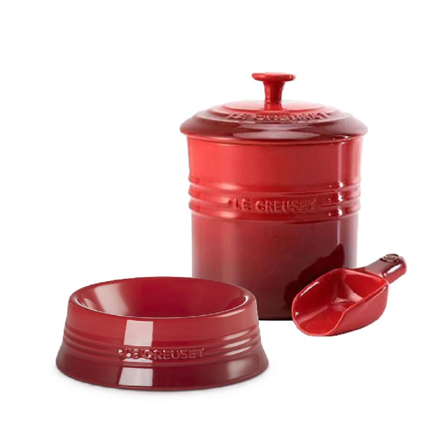 Classic 2.3 L Pet Food Container, Scoop and Food Bowl Set - Cerise