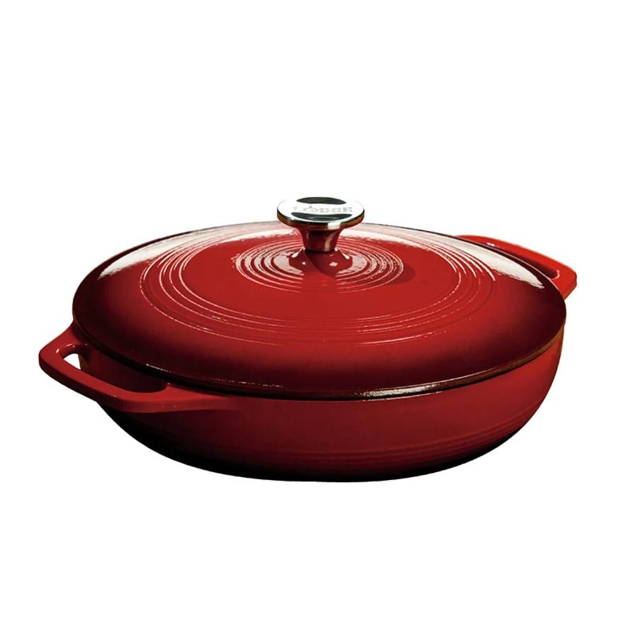 Enamel Cast Iron Braiser - Ruby - 3.6 Quart