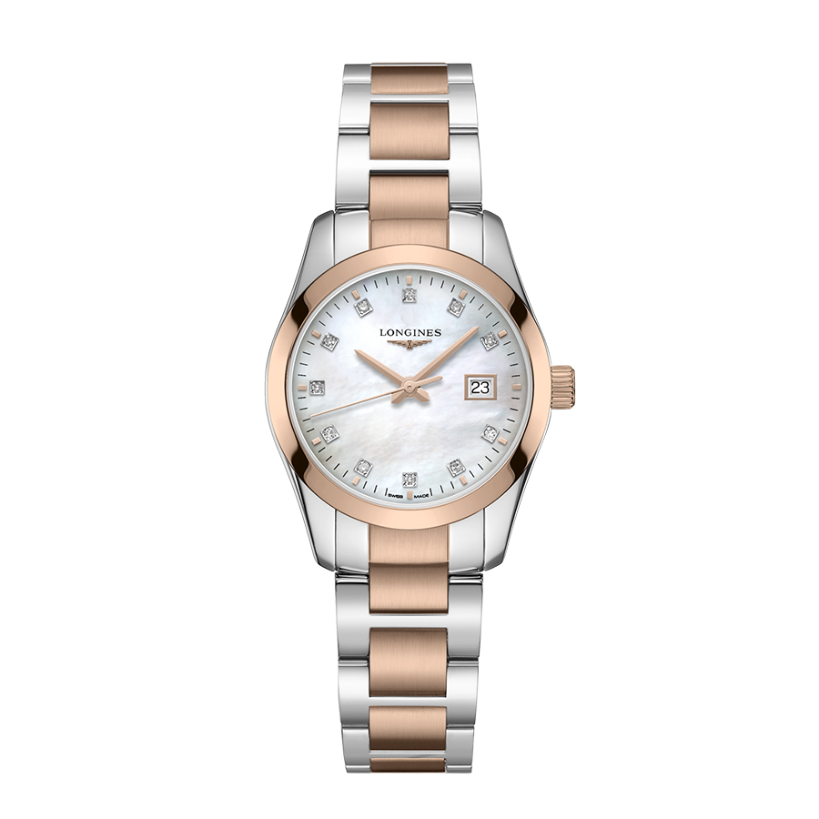 Montre diamants pour femme Conquest Classic - Acier inoxydable / Nacre blanche