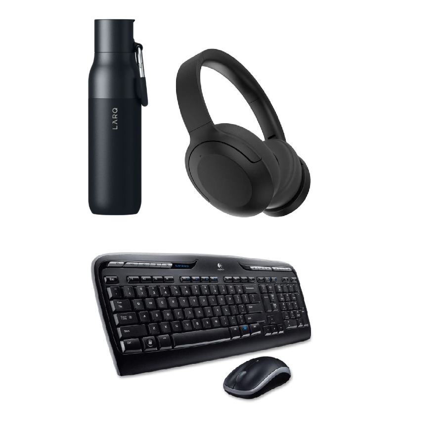 Wireless Keypad Mouse Set with Insulated Bottle, and Headphones