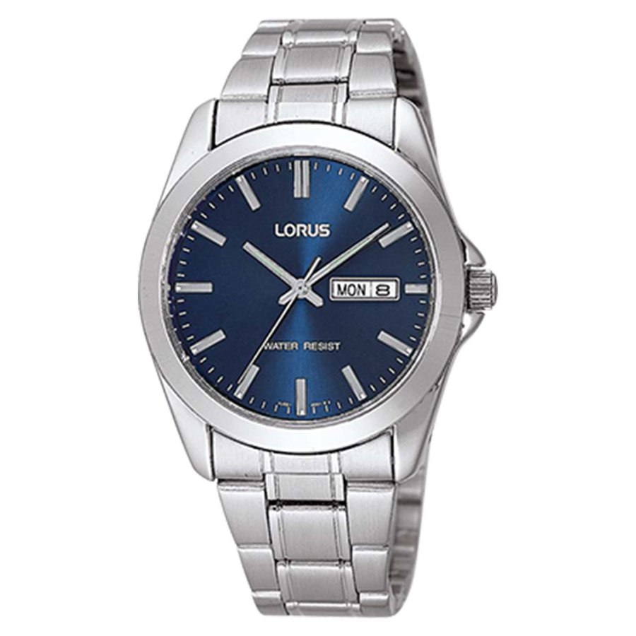 Day-Date Quartz Watch - Men's - Blue/Stainless Steel