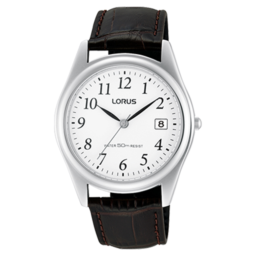 Dark Brown Leather Quartz Watch - Men's - Stainless Steel/Brown