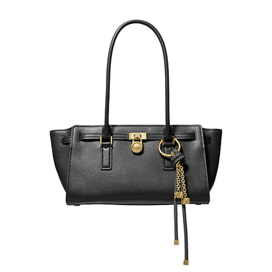 Sacoche en cuir Hamilton Moderne avec breloque - Noir - Petit