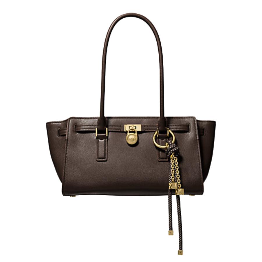 Sacoche en cuir Hamilton Moderne avec breloque - Chocolat - Petit