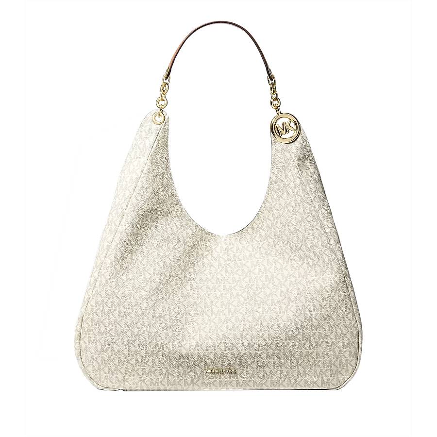 Ellie Signature Canvas Large Shoulder Bag  - Vanilla/Acorn