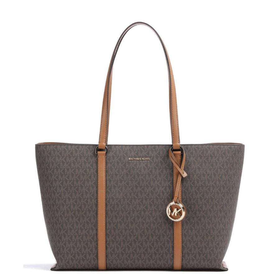 Temple Tote bag Signature Logo Semi Lux - Brown / Acorn - Large