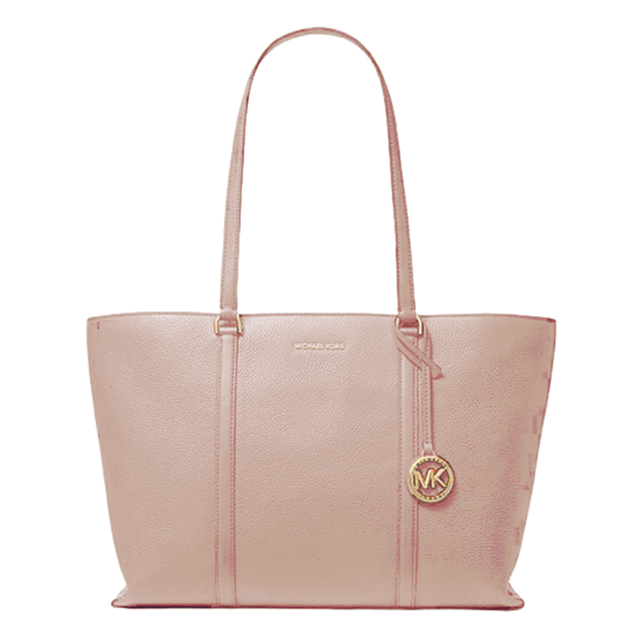 Temple Pebbled Leather Tote Bag - Soft Pink - Large