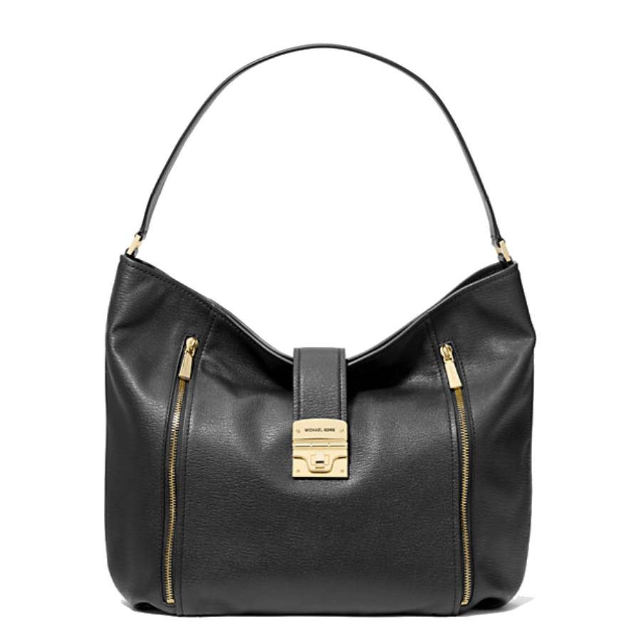 Sac bandoulière en cuir Addie Hobo - Grand modèle - Noir