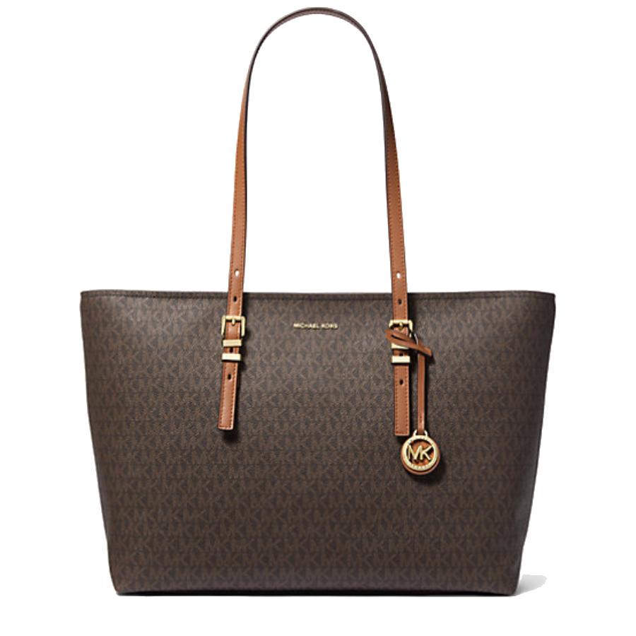 Sac fourre-tout Quinn Signature Logo et cuir - Marron/Gland - Grand