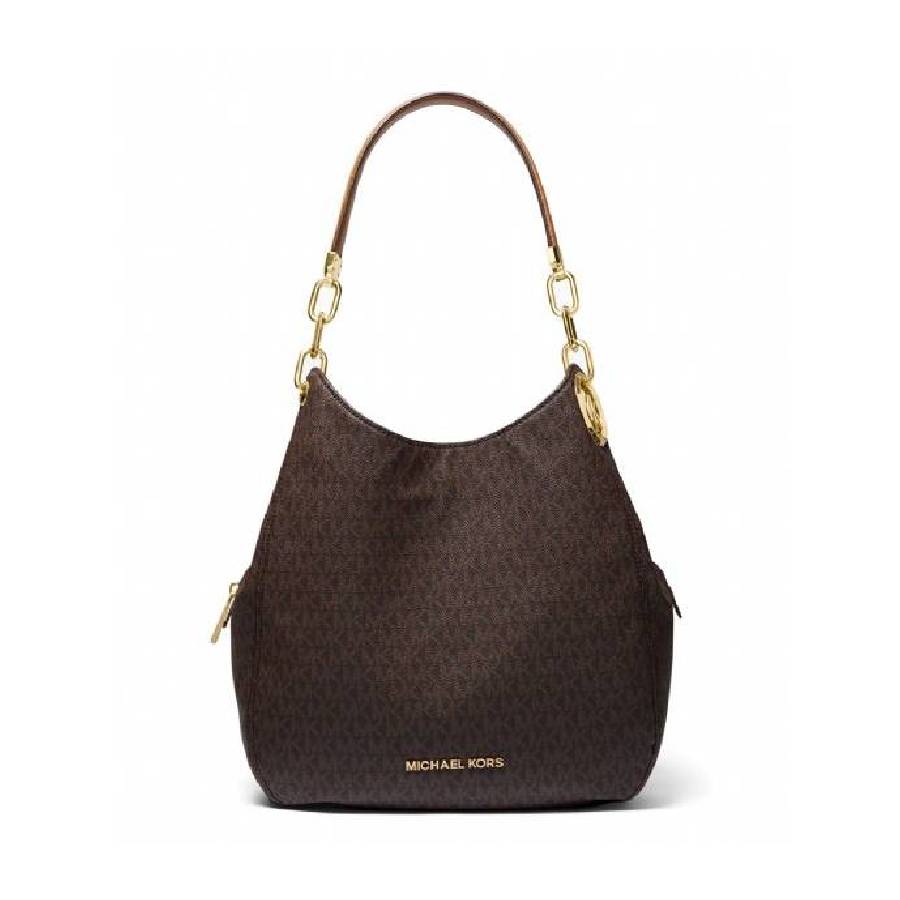 Lillie Chain Shoulder Tote - Brown - Large