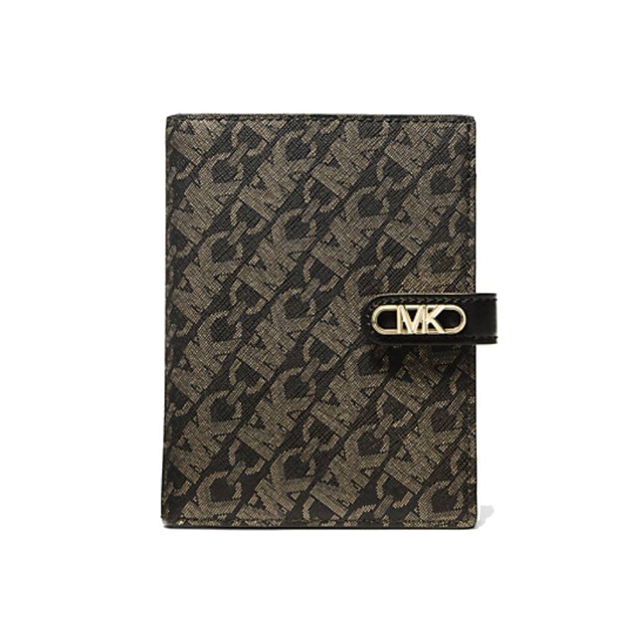 Metallic Empire Signature Logo Passport Wallet - Black / Pale Gold