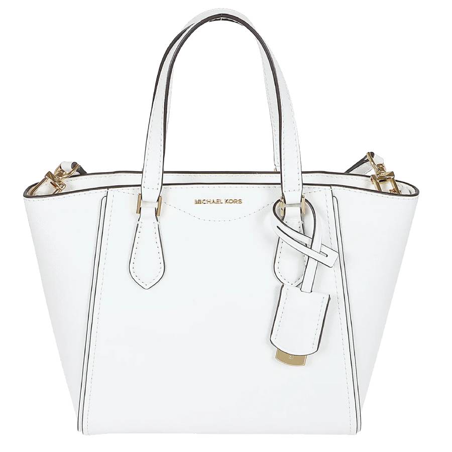 Taryn Convertable Leather Tote/Crossbody - Optic White - Small