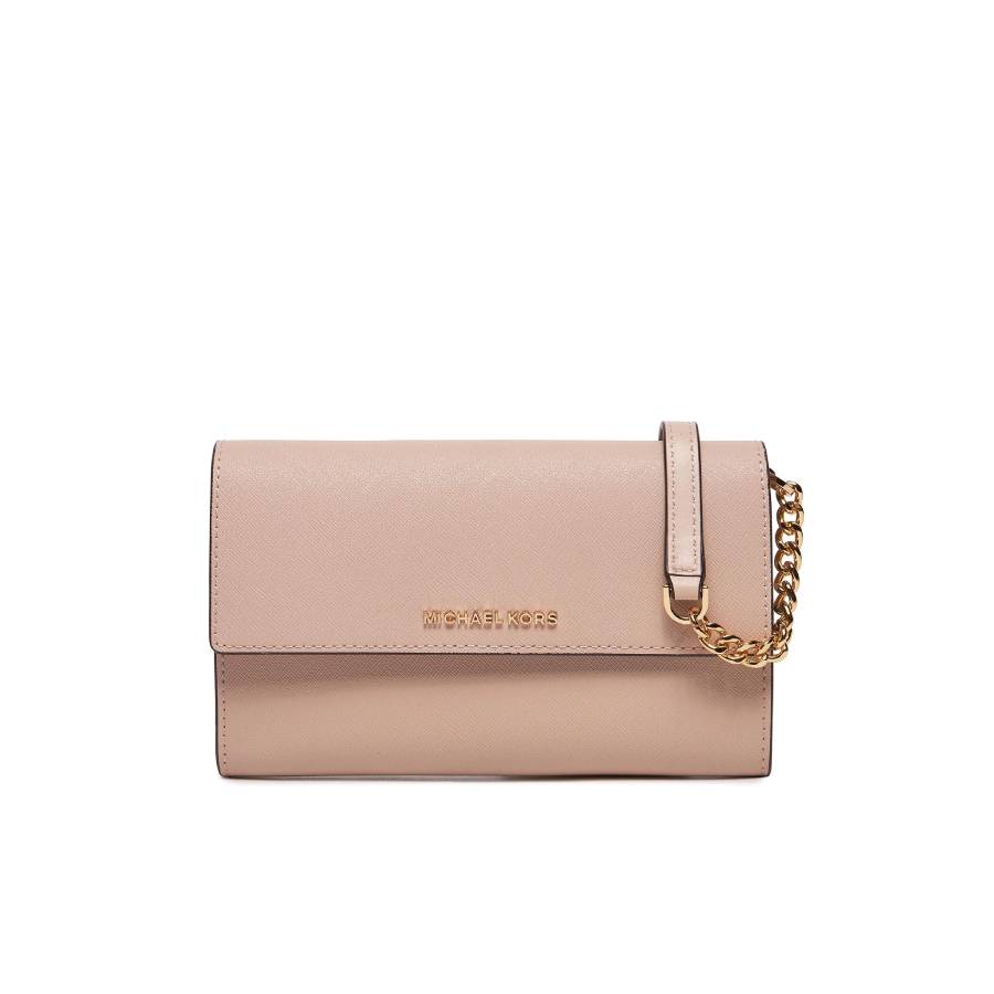 Jet Set Coin Wallet Saffiano Leather Crossbody Bag - Soft Pink - Large