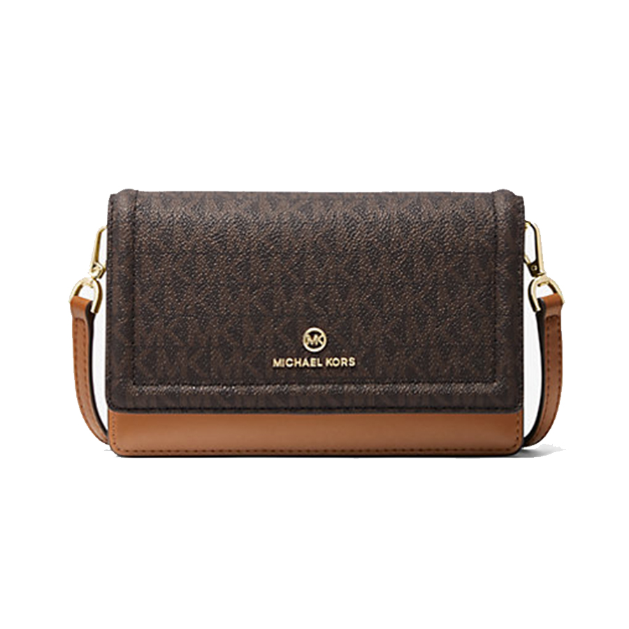 Jet Set Logo Smartphone Convertible Crossbody Bag - Brown / Acorn - Small