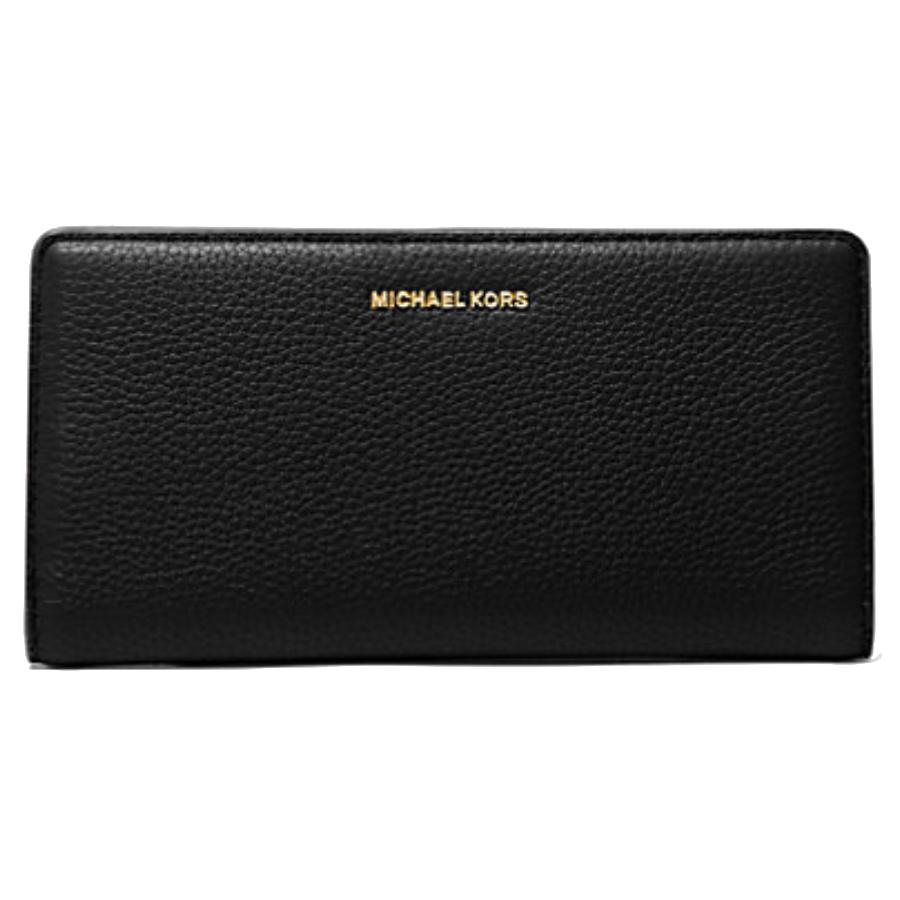 Bryant Pebbled Leather Snap-Front Wallet - Black - Large