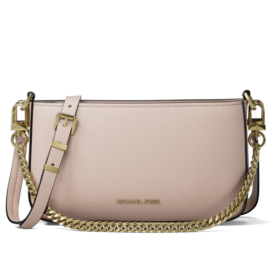Pochette convertible Bryant en cuir grainé - Rose pâle - Petite