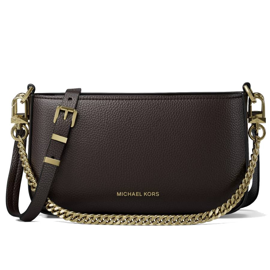 Pochette convertible Bryant en cuir grainé - Chocolat - Petite