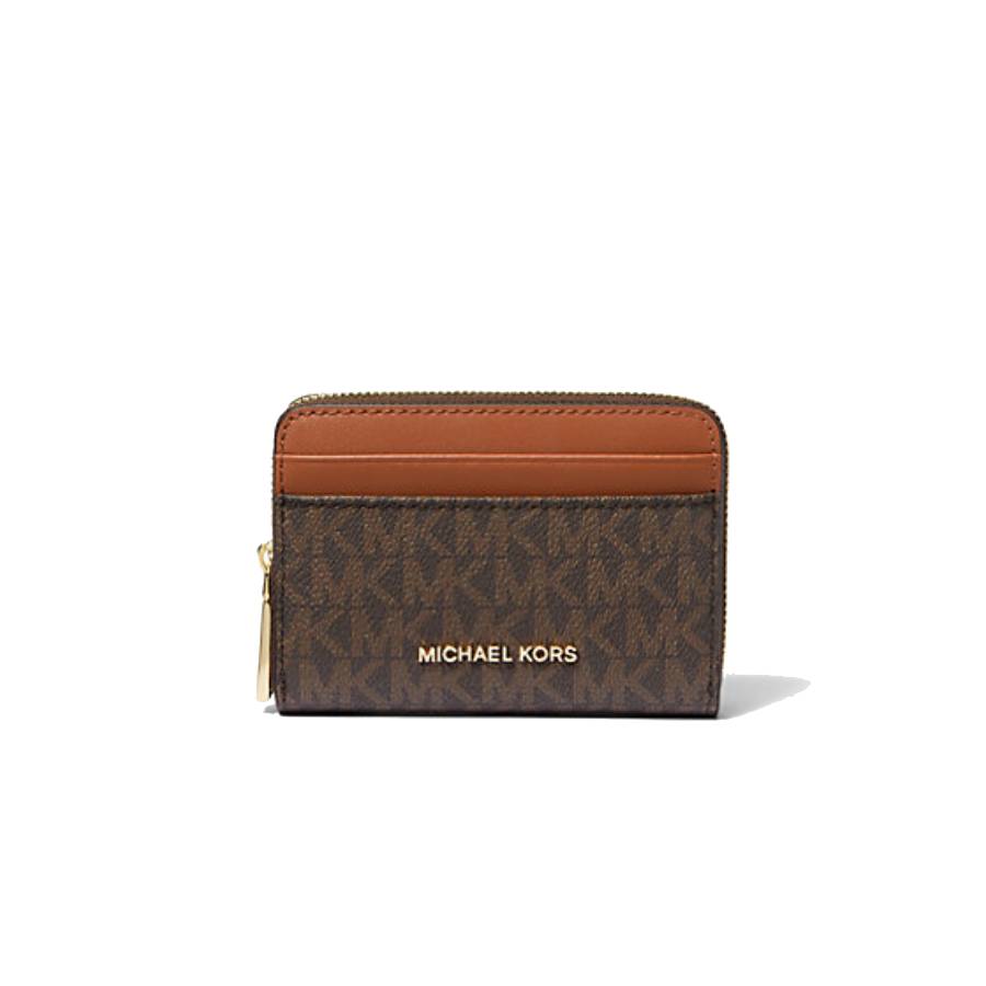 Jet Set Signature Logo Zip-Around Card Case - Brown/Acorn - Small