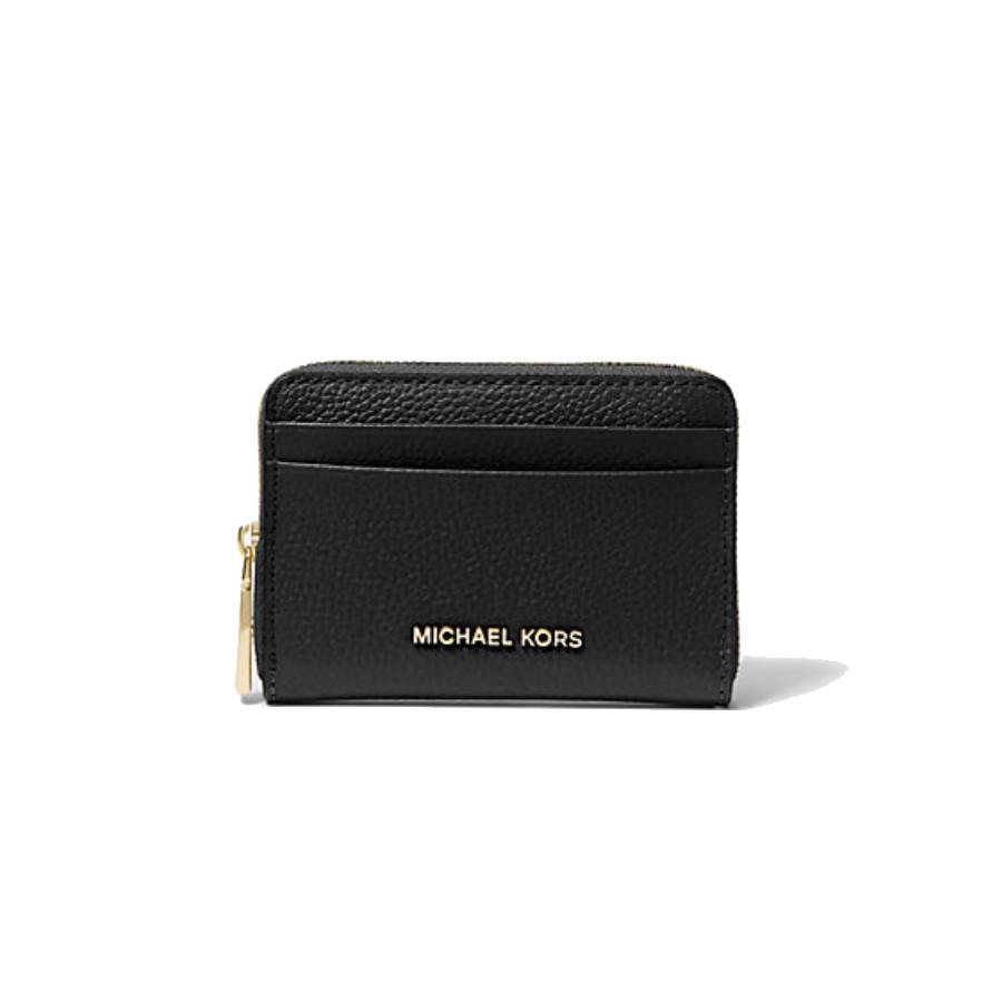 Jet Set Pebbled Leather Zip-Around Card Case - Black - Small