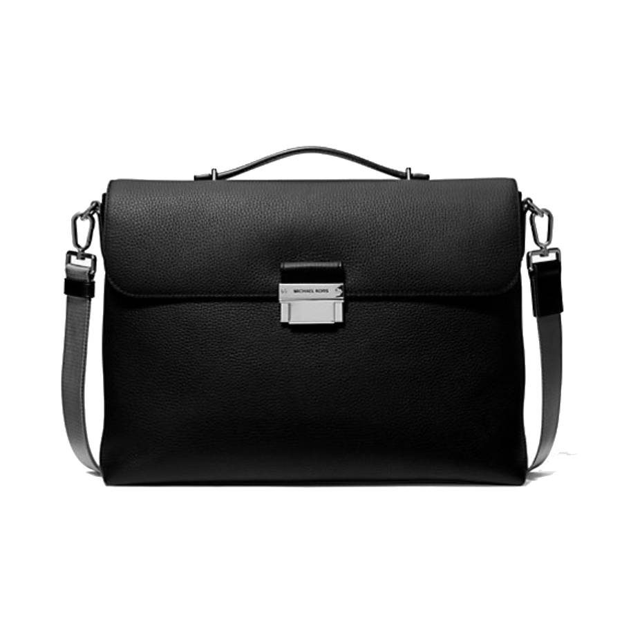 Hudson Pebbled Leather Briefcase - Black